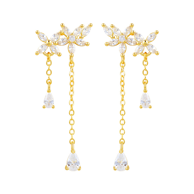 Floral chain drop earrings