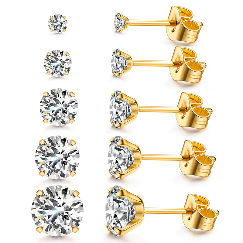 Round stone stud earrings