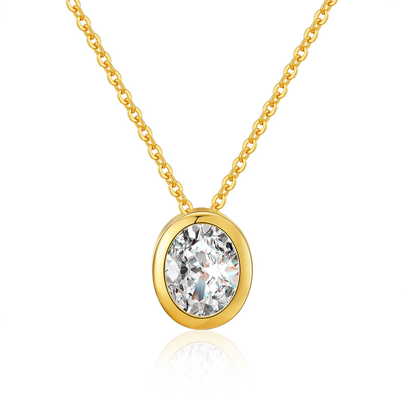 Oval CZ Pendant Necklace